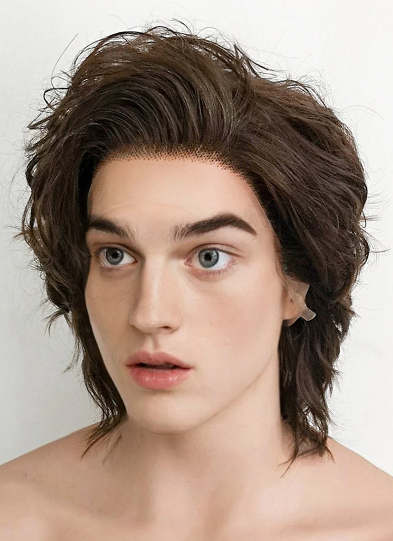Stranger Things Steve Harrington Brunette Wavy Lace Front Synthetic Men's Wig LF407A - Image 5
