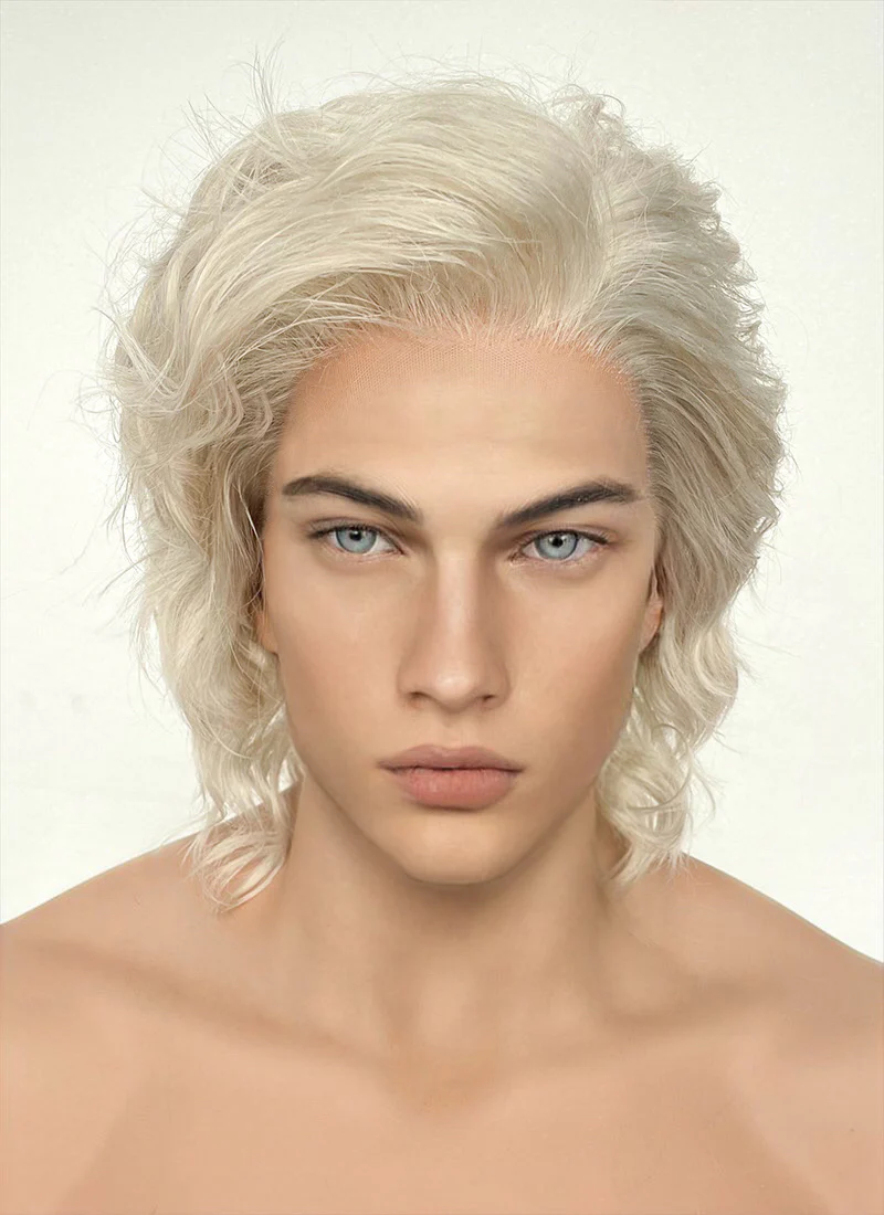 Light Ash Blonde Wavy Lace Front Synthetic Men's Wig LF407E - Image 2