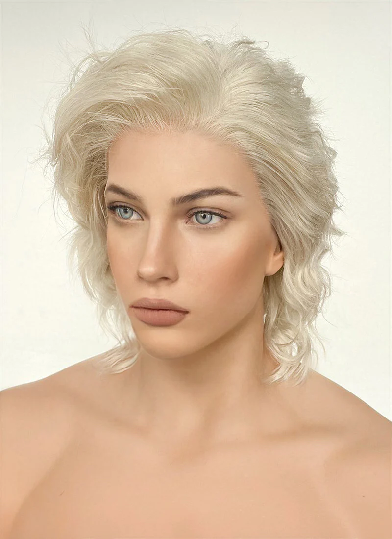 Light Ash Blonde Wavy Lace Front Synthetic Men's Wig LF407E - Image 4