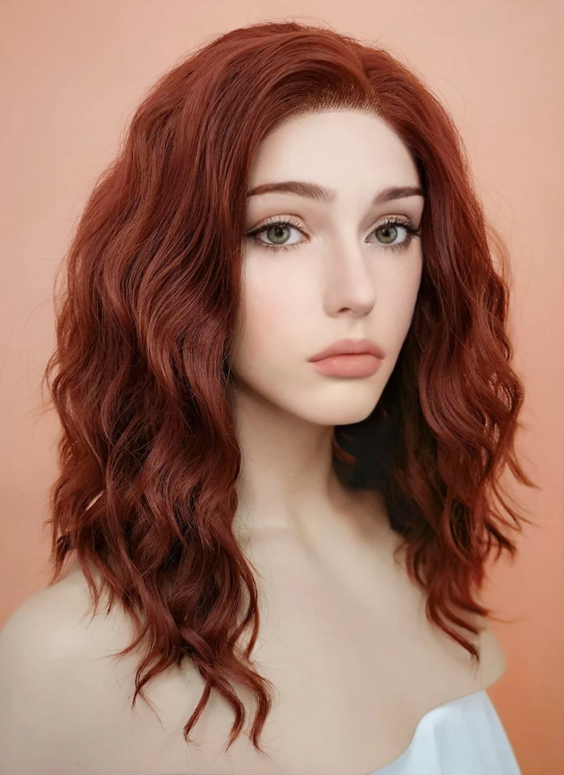 Auburn Wavy Lace Front Synthetic Wig LF409 - Image 3