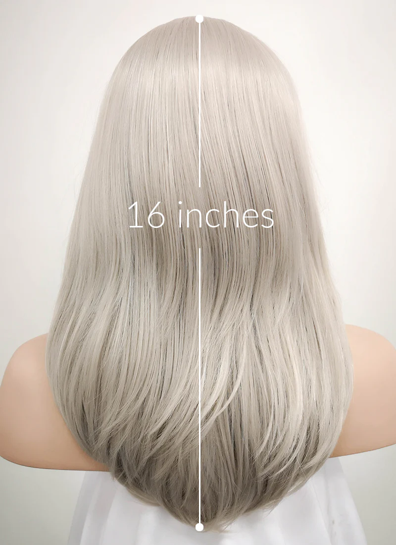 Pastel Grey Blonde Straight Lace Front Synthetic Wig LF509 - Image 5