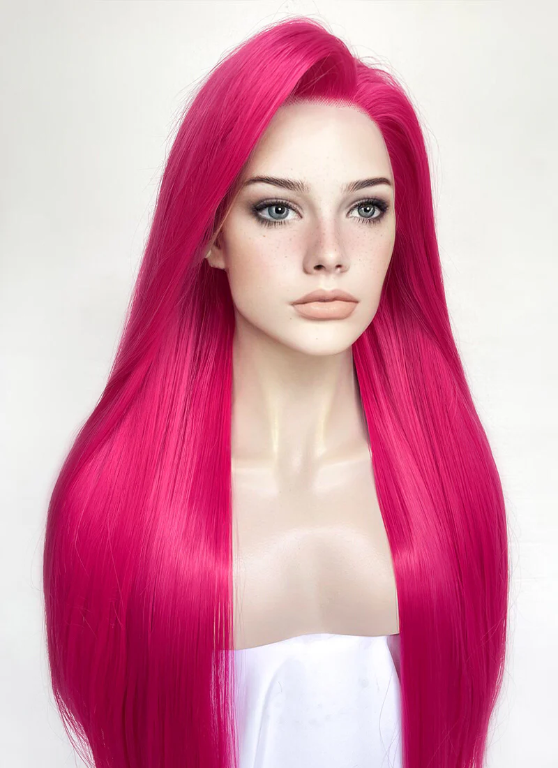 Hot Pink Straight Lace Front Synthetic Hair Wig LF5171 - Image 5