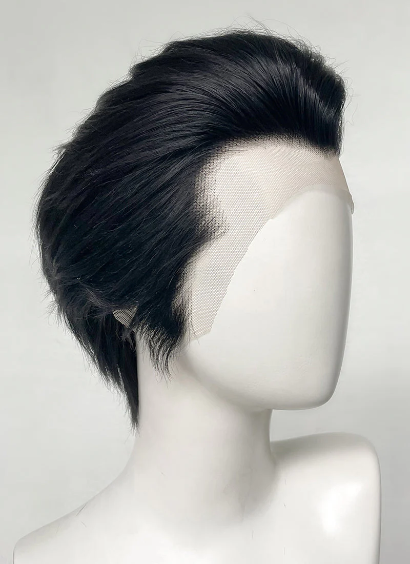 Elvis Black Straight Slicked Back Lace Front Synthetic Men's Wig LF6010 - Image 3