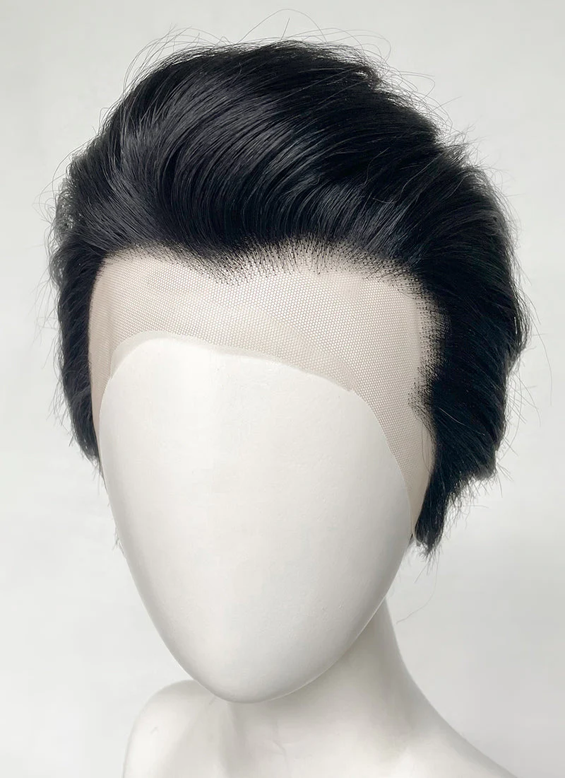 Elvis Black Straight Slicked Back Lace Front Synthetic Men's Wig LF6010 - Image 5