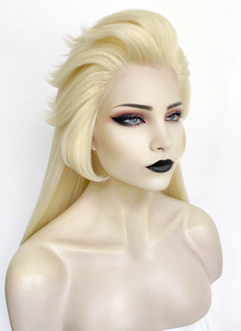Hazbin Hotel Lilith Light Blonde Yaki Straight Lace Front Synthetic Wig LF6071 - Image 4