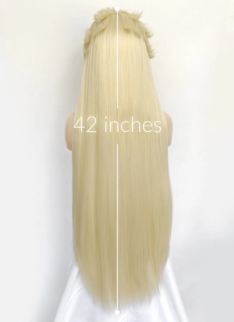 Hazbin Hotel Lilith Light Blonde Yaki Straight Lace Front Synthetic Wig LF6071 - Image 9