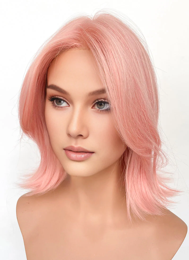 Pink Curtain Bangs Straight Flip Lace Front Synthetic Wig LF6079 - Image 7