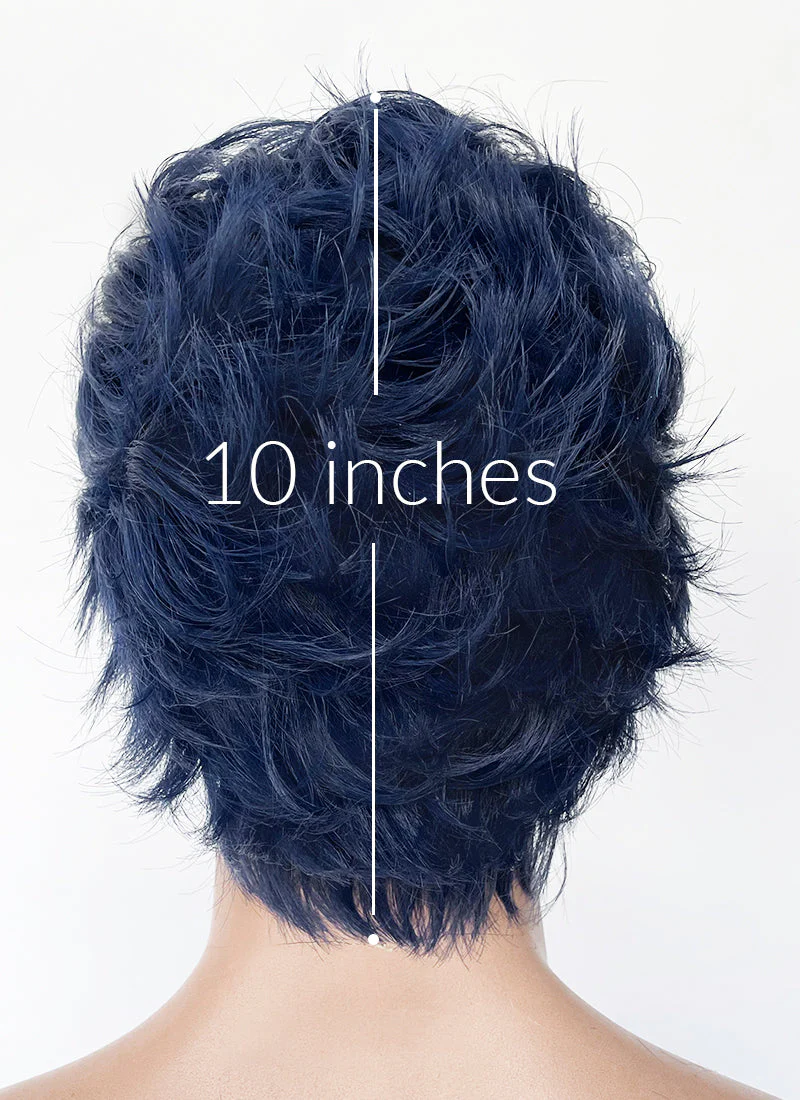 Blue Wavy Lace Front Synthetic Hair Men's Wig LF6147 - Image 10