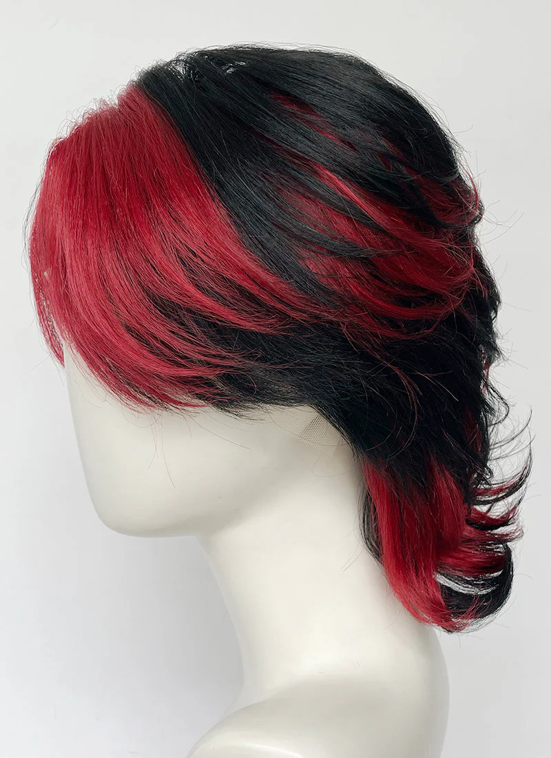 Black Mixed Red Wavy Lace Front Synthetic Men's Wig LF6151 - Image 3