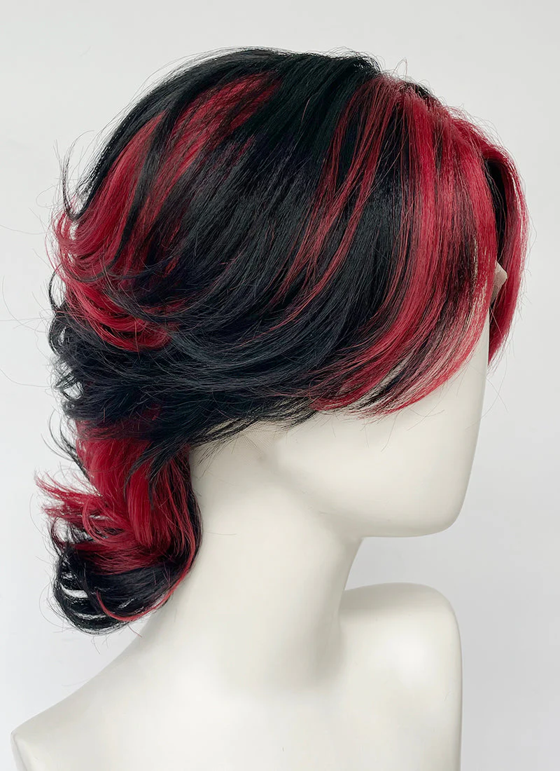 Black Mixed Red Wavy Lace Front Synthetic Men's Wig LF6151 - Image 4