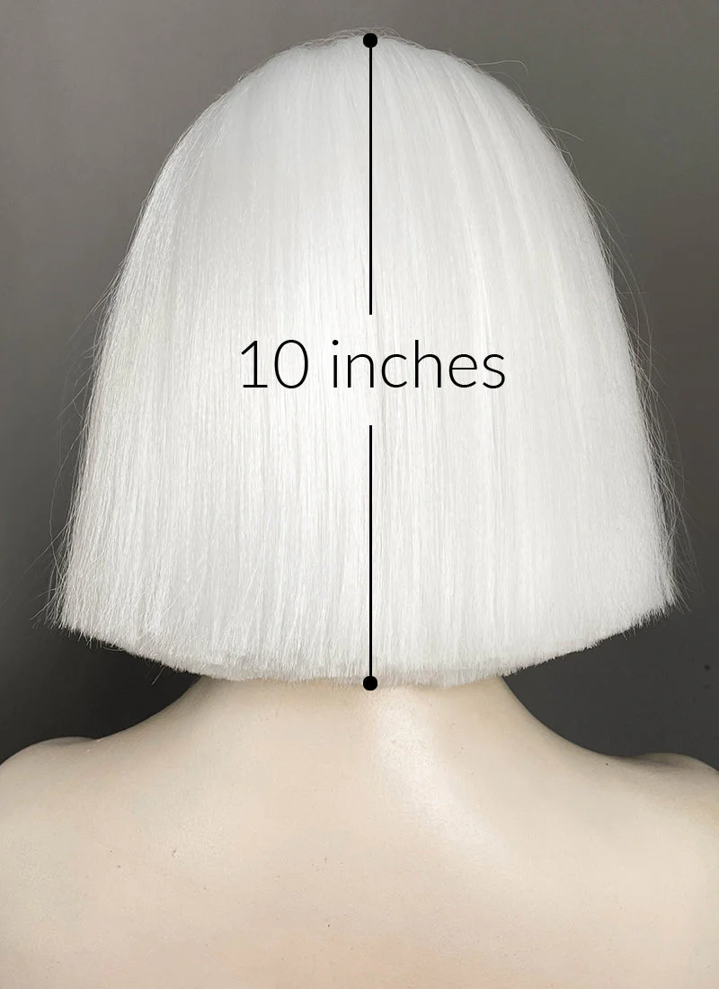 Hazbin Hotel Lute Silver Grey With White Straight Bob Yaki Lace Front Synthetic Hair Wig LF6161 - Image 7