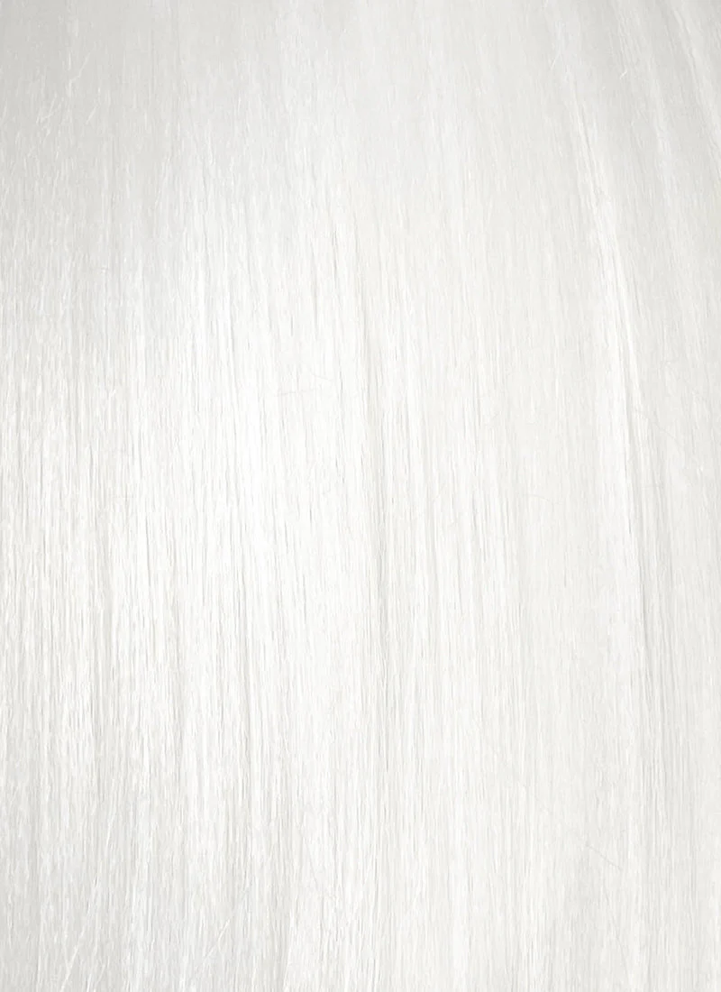 Hazbin Hotel Lute Silver Grey With White Straight Bob Yaki Lace Front Synthetic Hair Wig LF6161 - Image 8