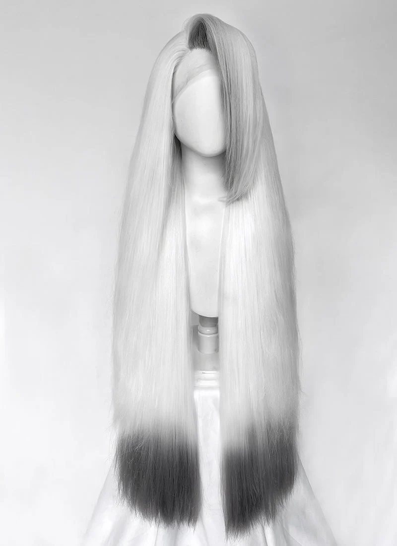 Hazbin Hotel Vaggi White With Dark Grey Straight Lace Front Synthetic Wig LF6166 - Image 13