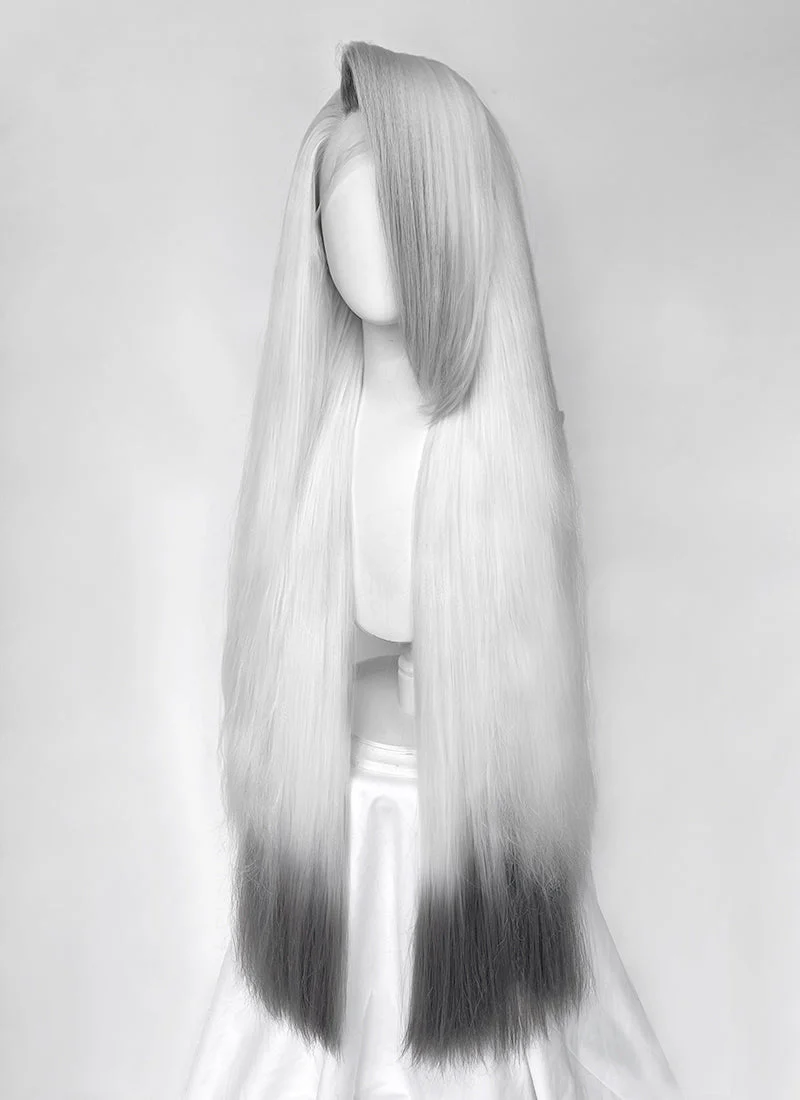Hazbin Hotel Vaggi White With Dark Grey Straight Lace Front Synthetic Wig LF6166 - Image 14