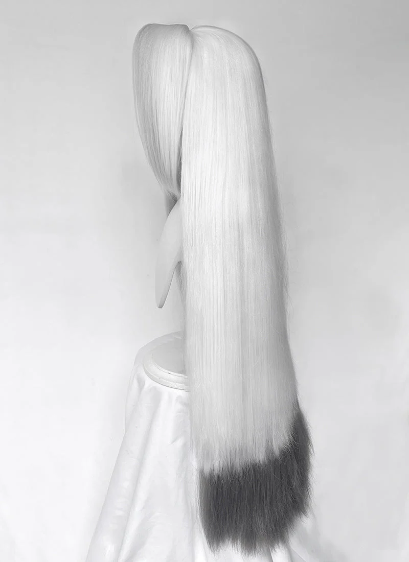 Hazbin Hotel Vaggi White With Dark Grey Straight Lace Front Synthetic Wig LF6166 - Image 15