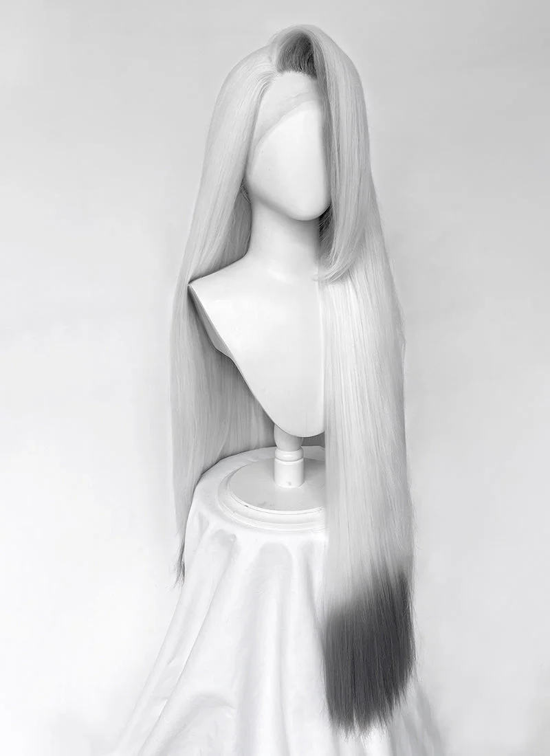 Hazbin Hotel Vaggi White With Dark Grey Straight Lace Front Synthetic Wig LF6166 - Image 16