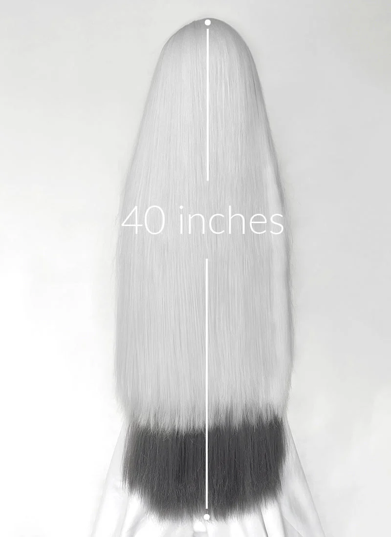 Hazbin Hotel Vaggi White With Dark Grey Straight Lace Front Synthetic Wig LF6166 - Image 17