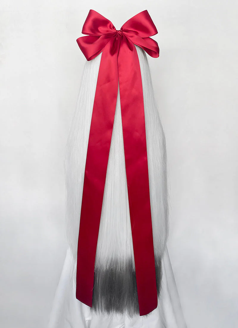 Hazbin Hotel Vaggi White With Dark Grey Straight Lace Front Synthetic Wig LF6166 - Image 8