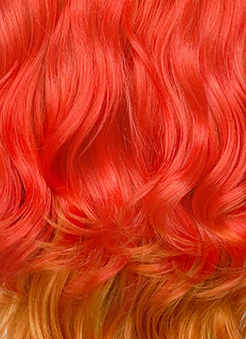 Genshin Impact Mavuika Red Orange Yellow Mixed Wavy Lace Front Synthetic Wig LF6172 - Image 8