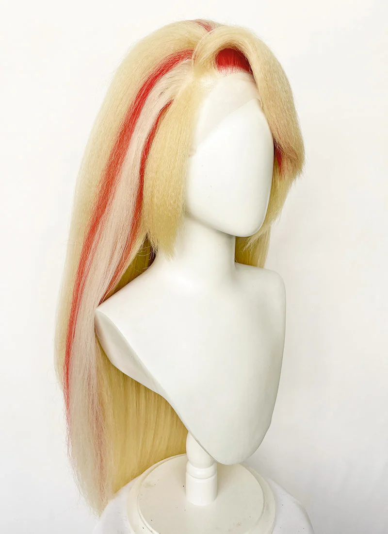 Hazbin Hotel Charlie Morningstar Blonde Mixed Red Straight Yaki Lace Front Synthetic Wig LF6173 - Image 3