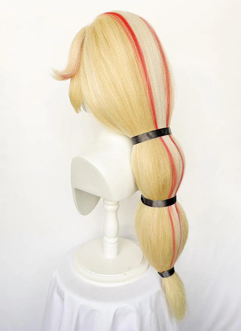 Hazbin Hotel Charlie Morningstar Blonde Mixed Red Straight Yaki Lace Front Synthetic Wig LF6173 - Image 8