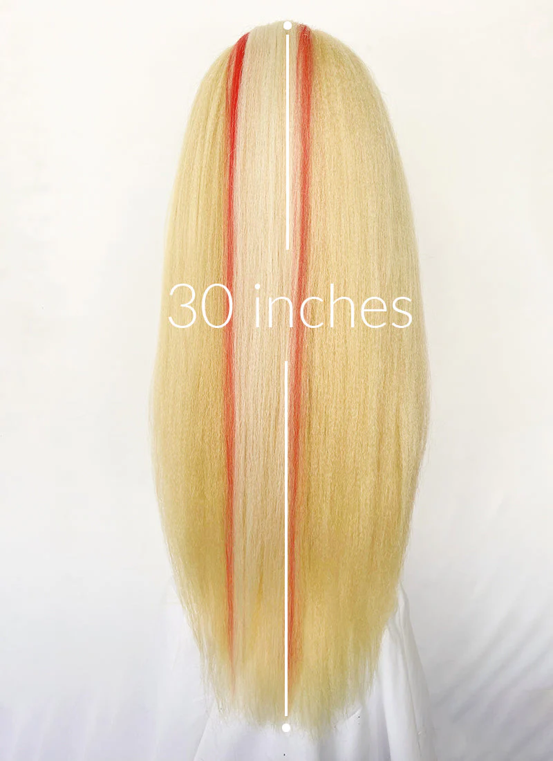 Hazbin Hotel Charlie Morningstar Blonde Mixed Red Straight Yaki Lace Front Synthetic Wig LF6173 - Image 9