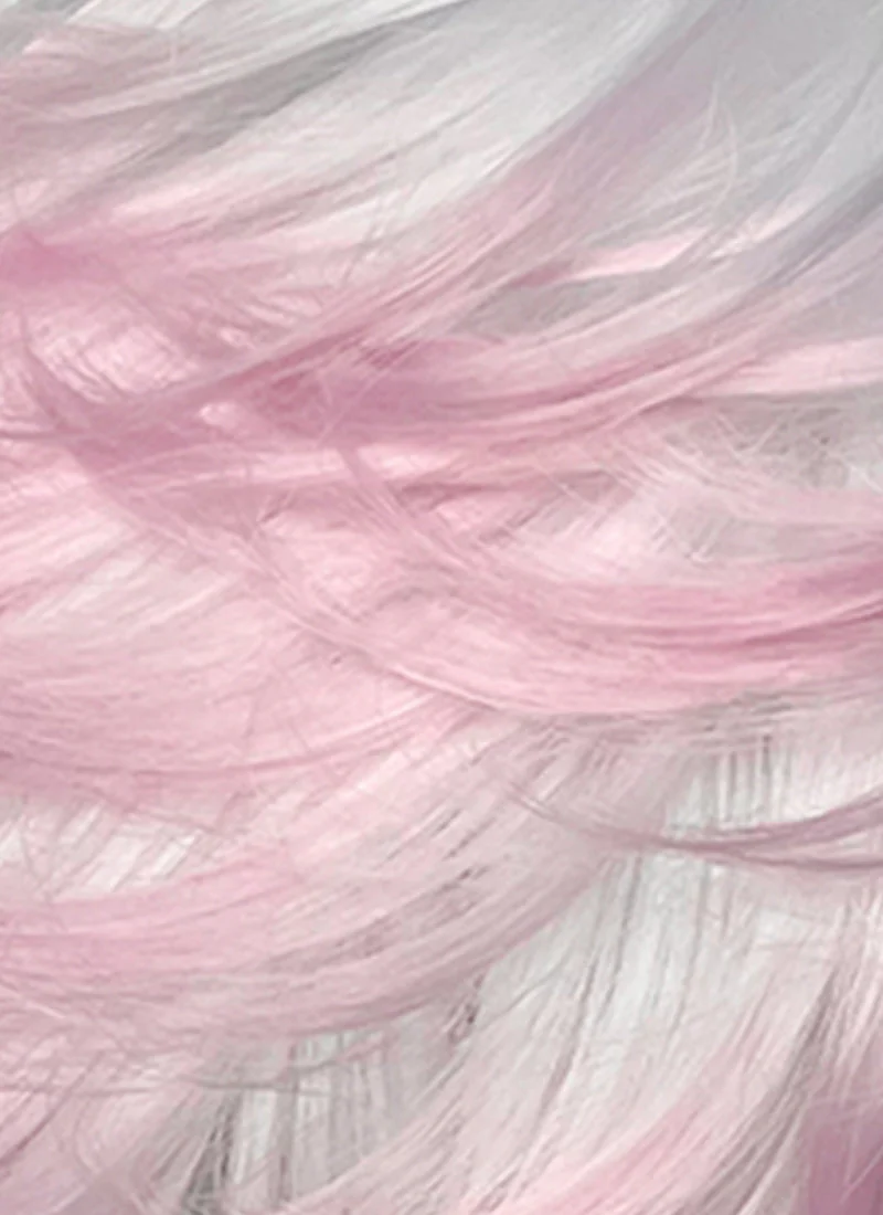 Hazbin Hotel Angel Dust White Mixed Pink Wavy Lace Front Synthetic Hair Wig LF6180 - Image 10