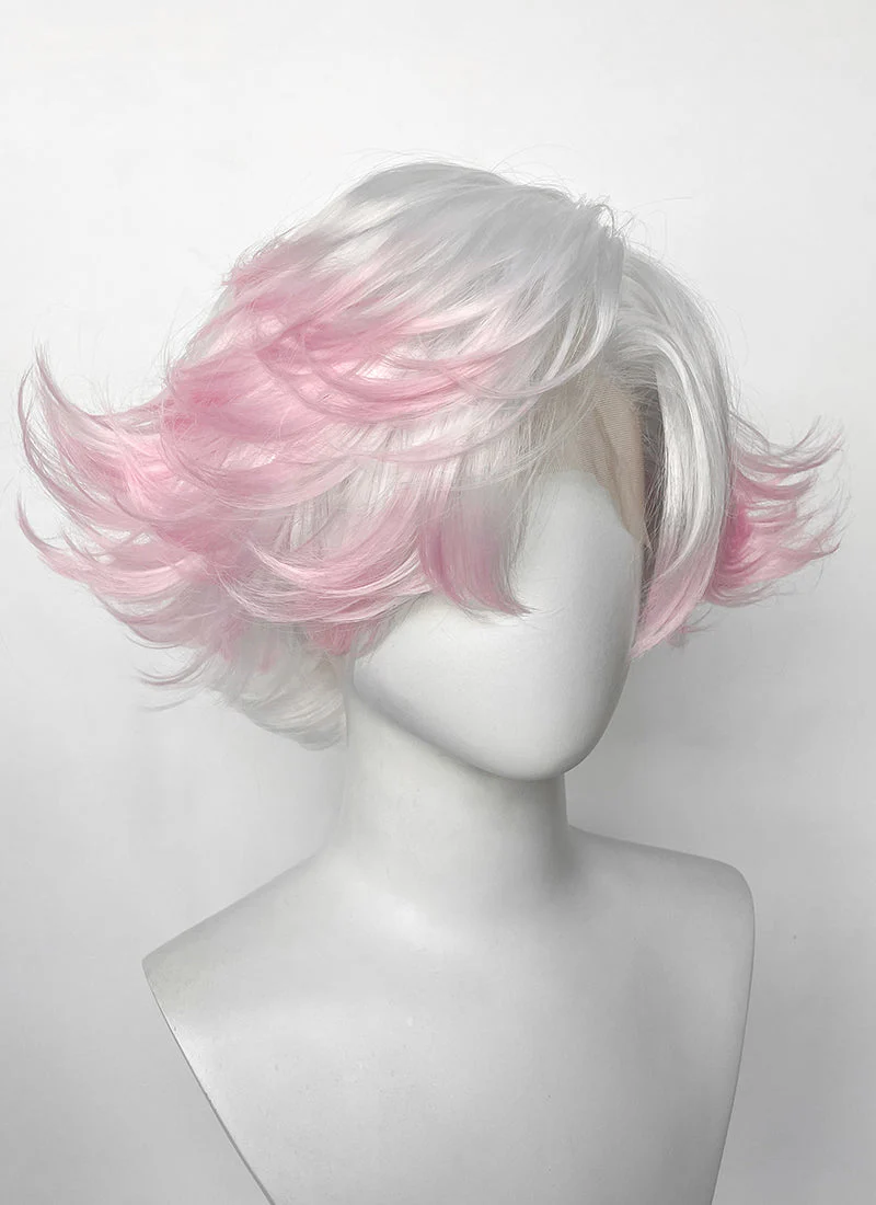 Hazbin Hotel Angel Dust White Mixed Pink Wavy Lace Front Synthetic Hair Wig LF6180 - Image 4