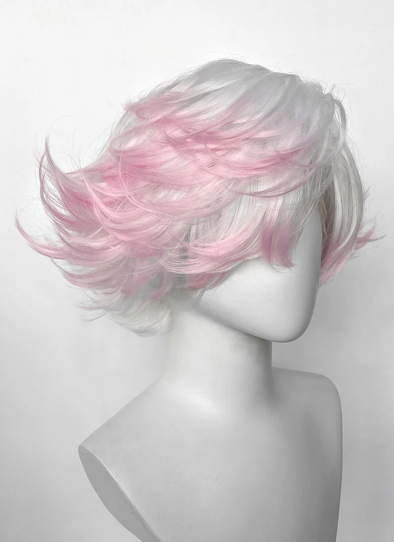 Hazbin Hotel Angel Dust White Mixed Pink Wavy Lace Front Synthetic Hair Wig LF6180 - Image 5