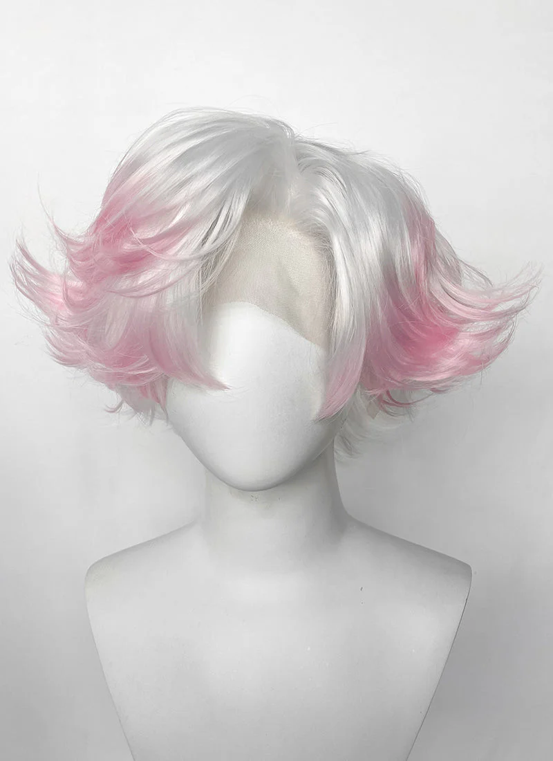 Hazbin Hotel Angel Dust White Mixed Pink Wavy Lace Front Synthetic Hair Wig LF6180 - Image 6