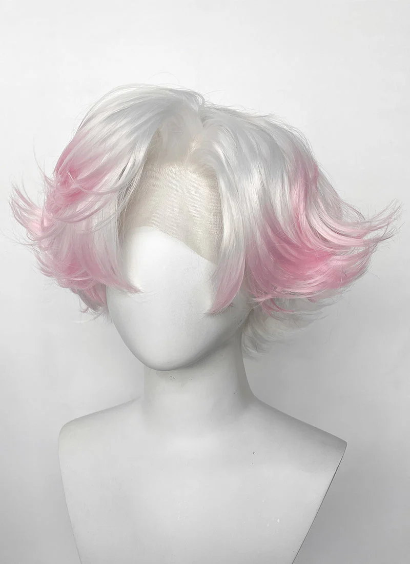 Hazbin Hotel Angel Dust White Mixed Pink Wavy Lace Front Synthetic Hair Wig LF6180 - Image 7