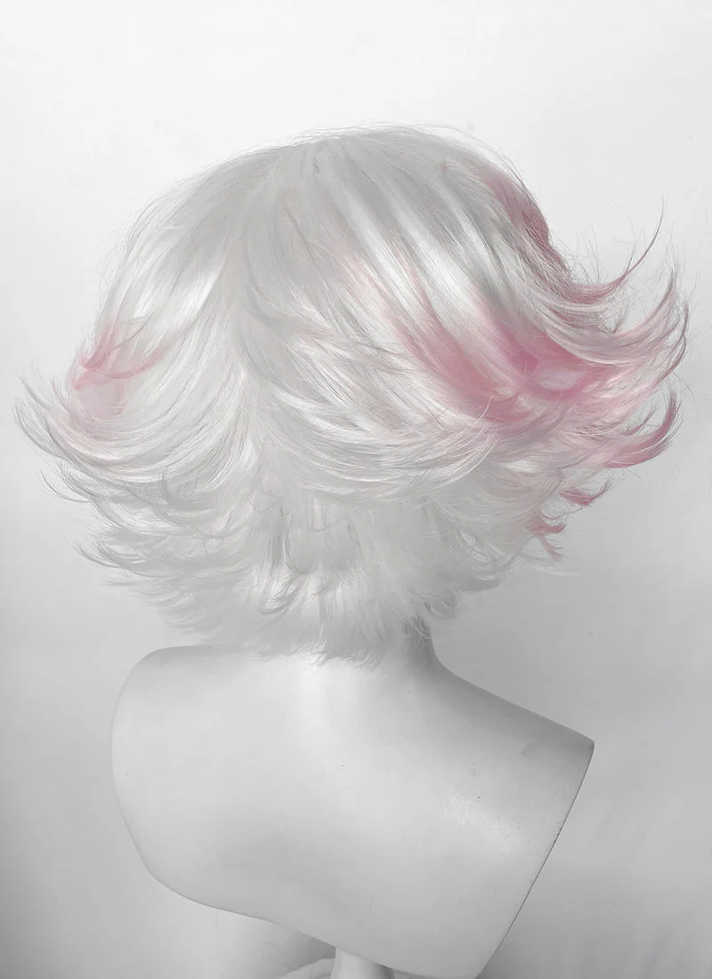 Hazbin Hotel Angel Dust White Mixed Pink Wavy Lace Front Synthetic Hair Wig LF6180 - Image 8
