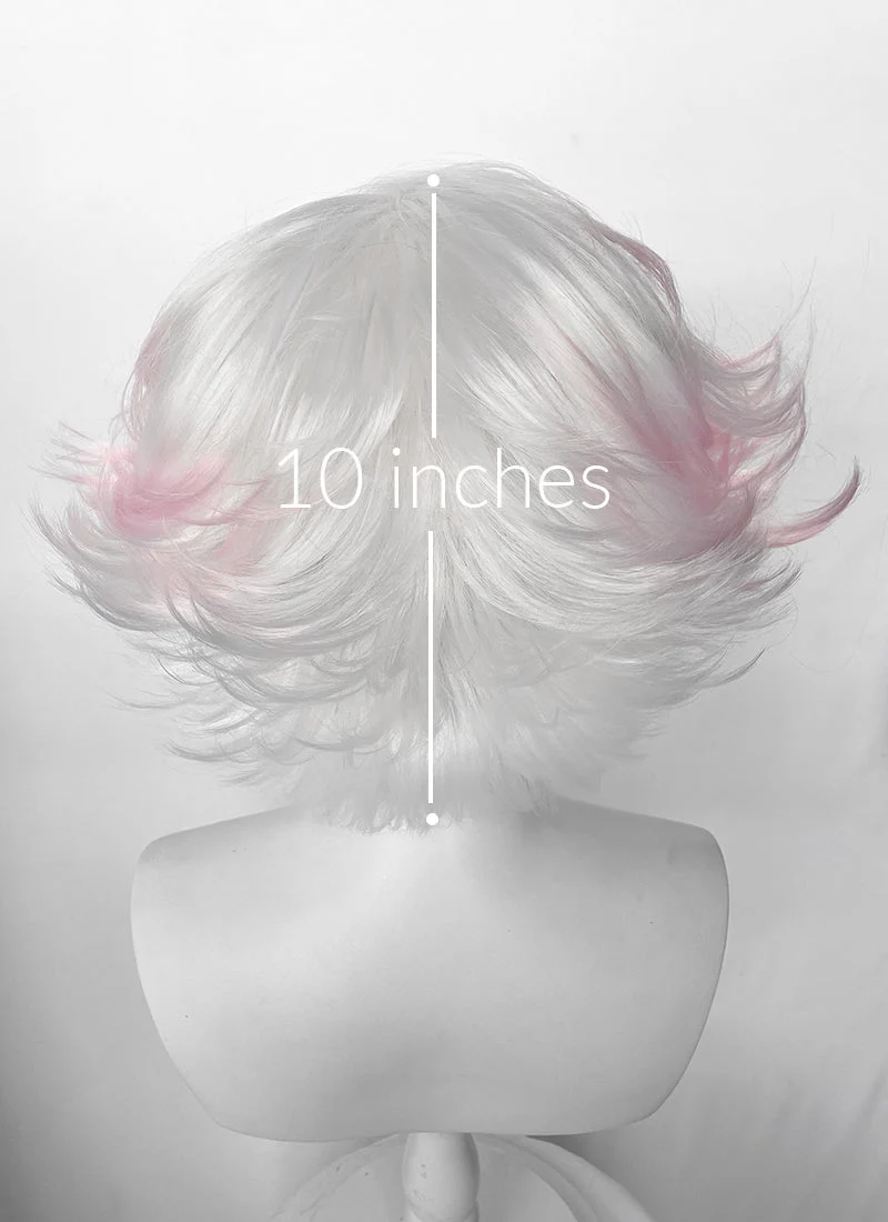 Hazbin Hotel Angel Dust White Mixed Pink Wavy Lace Front Synthetic Hair Wig LF6180 - Image 9