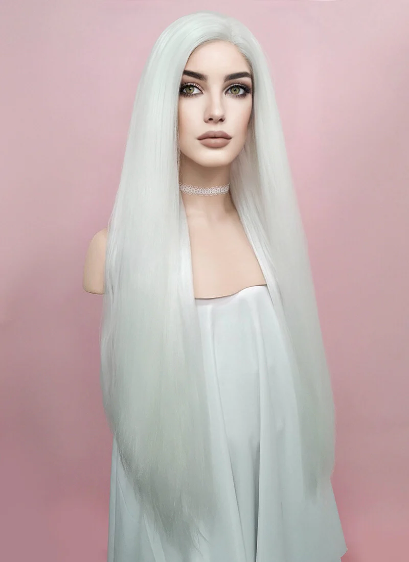 Straight Yaki White Lace Front Synthetic Wig LF624B - Image 3