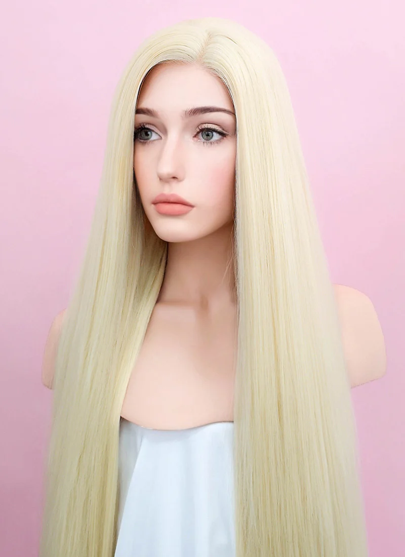 Straight Yaki Blonde Lace Front Synthetic Wig LF701E - Image 6