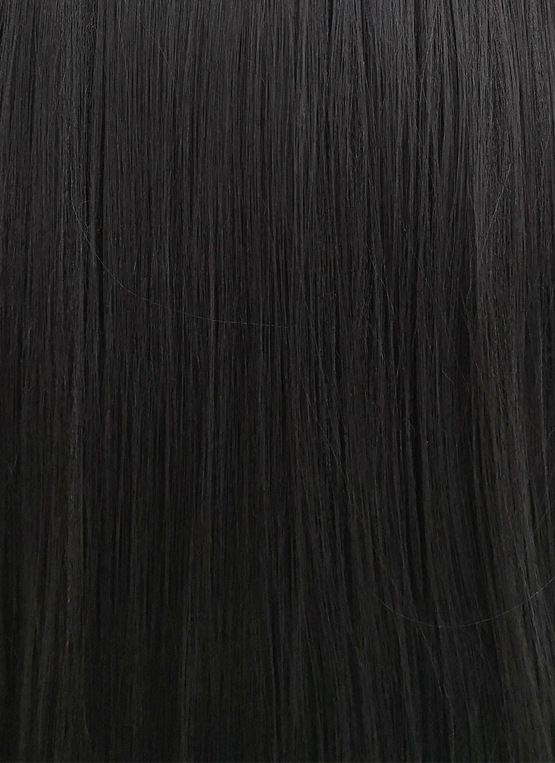 Straight Yaki Jet Black Lace Front Synthetic Wig LF701R - Image 9