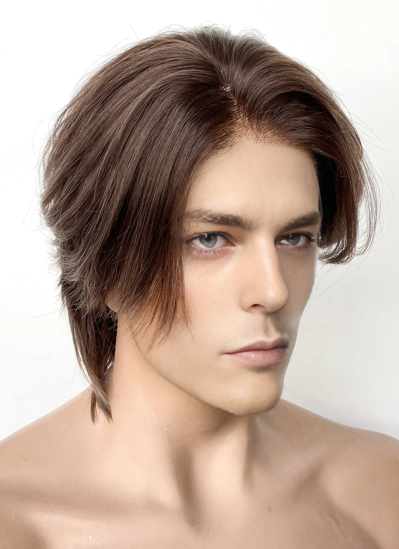Mixed Brown Straight Lace Front Synthetic Men's Wig LF8010 - Image 2