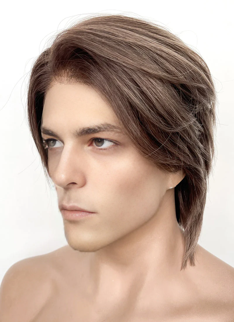 Mixed Brown Straight Lace Front Synthetic Men's Wig LF8010 - Image 4