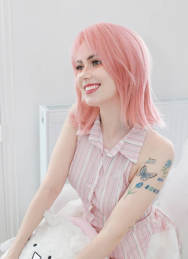 Pink Straight Bob Lace Front Synthetic Hair Wig LF8011 - Image 4