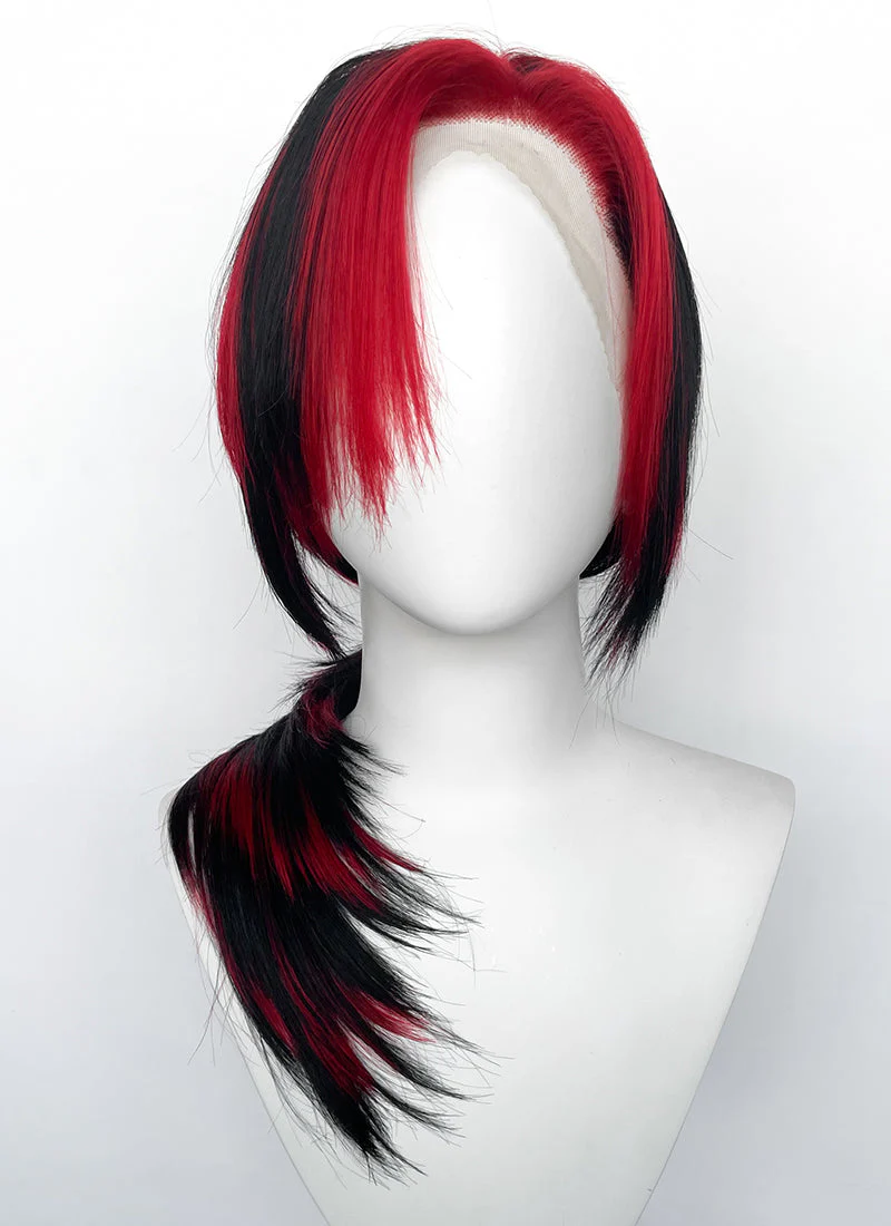 Black Mixed Red Straight Lace Front Synthetic Hair Wig LF8014