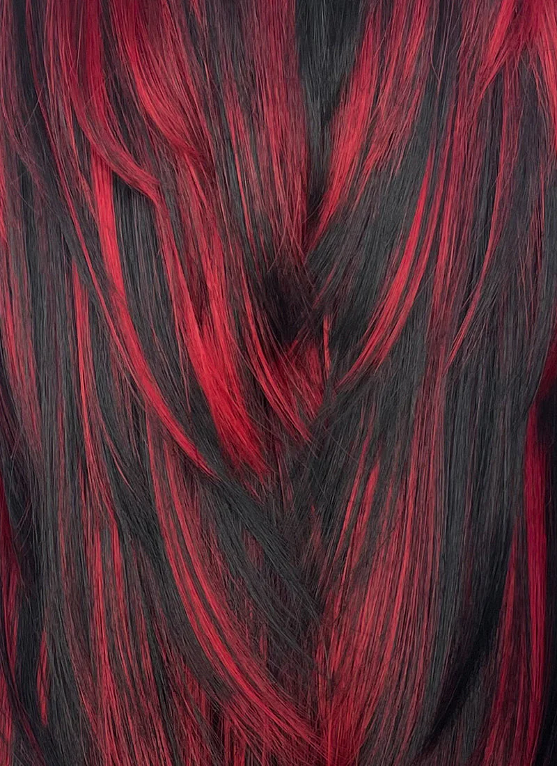Black Mixed Red Straight Lace Front Synthetic Hair Wig LF8014 - Image 10