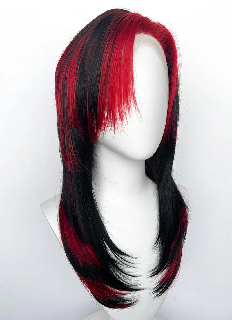 Black Mixed Red Straight Lace Front Synthetic Hair Wig LF8014 - Image 5