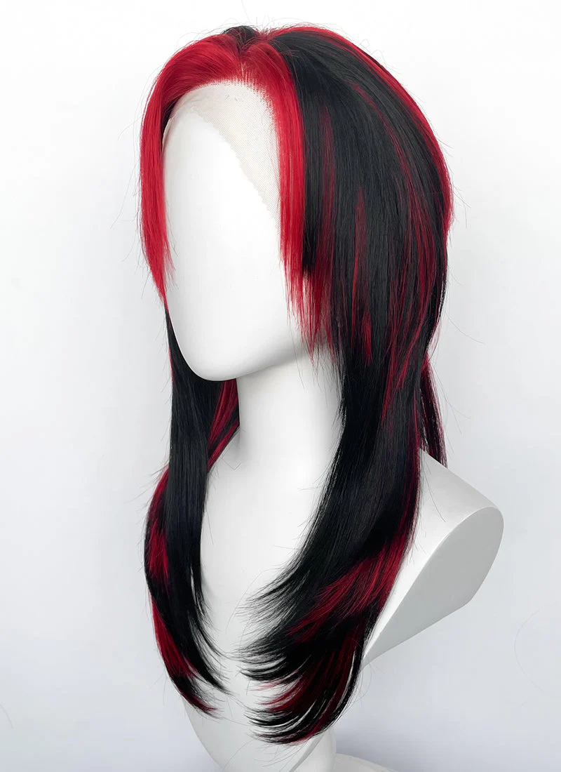 Black Mixed Red Straight Lace Front Synthetic Hair Wig LF8014 - Image 7