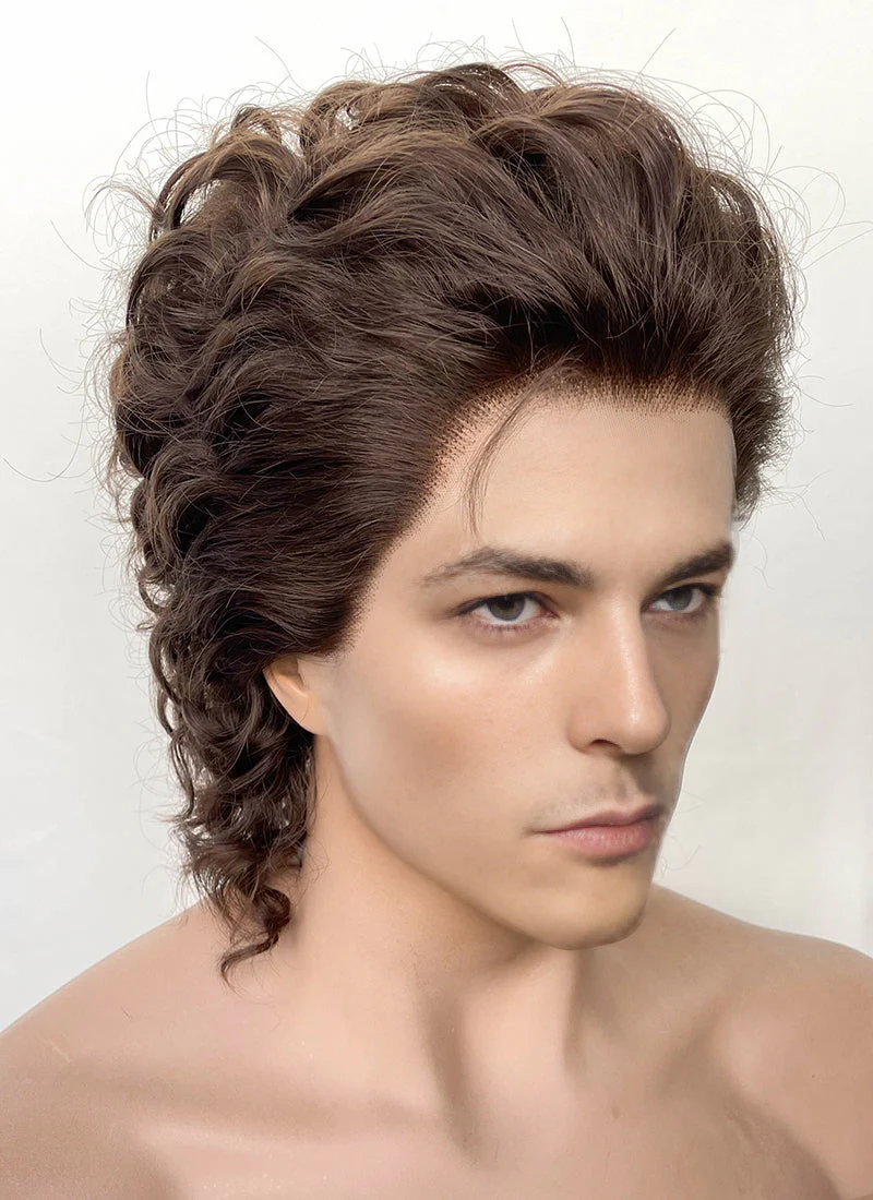 Brunette Curly Lace Front Synthetic Men's Wig LF8017 - Image 2