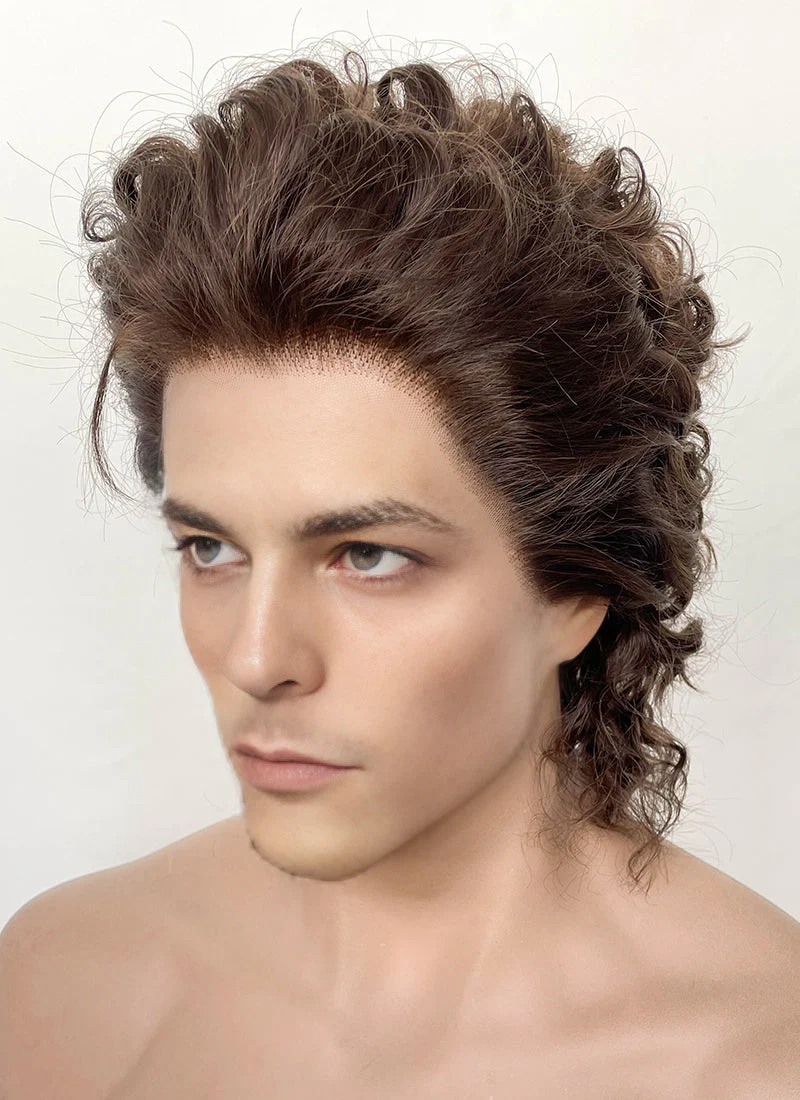 Brunette Curly Lace Front Synthetic Men's Wig LF8017 - Image 3
