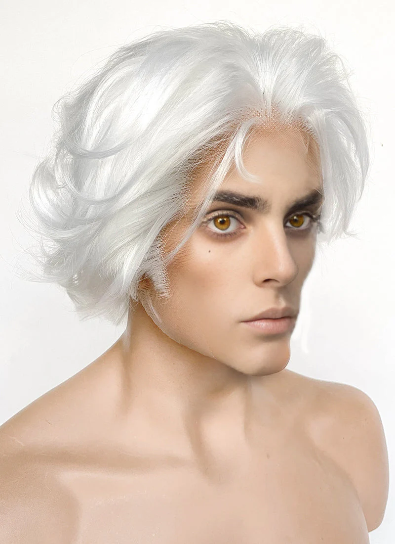 League of Legends LOL Arcane Viktor White Wavy Lace Front Synthetic Men's Wig LF8024 - Image 3