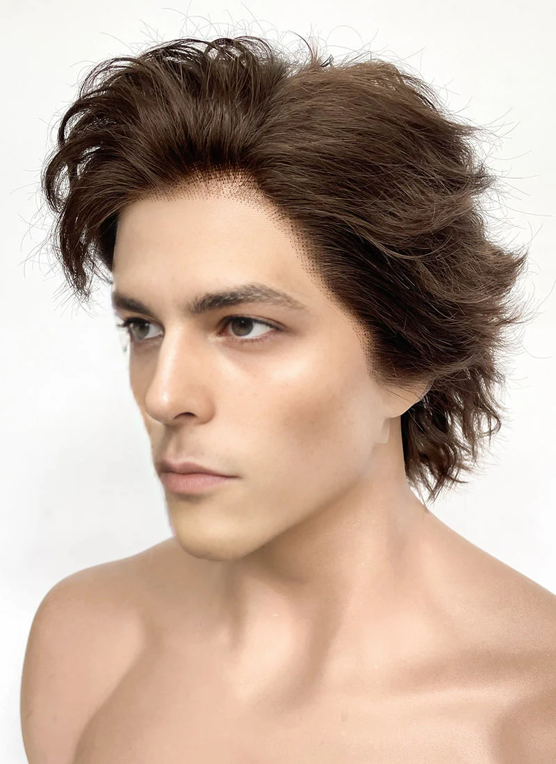 Brunette Wavy Lace Front Synthetic Men's Wig LF8032 - Image 4