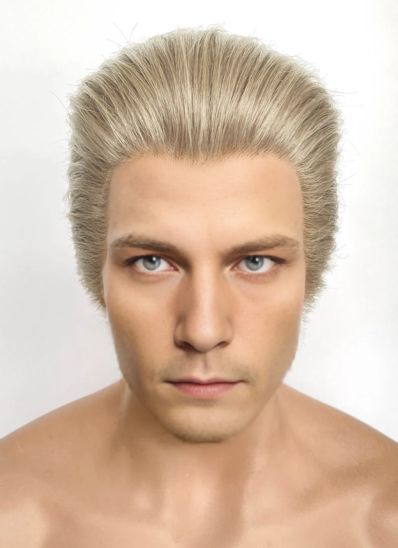 Resident Evil Albert Wesker Pastel Ash Blonde Straight Lace Front Synthetic Men's Wig LF8035 - Image 2