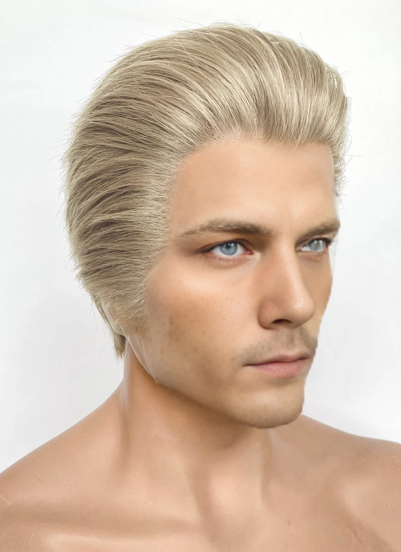 Resident Evil Albert Wesker Pastel Ash Blonde Straight Lace Front Synthetic Men's Wig LF8035 - Image 3