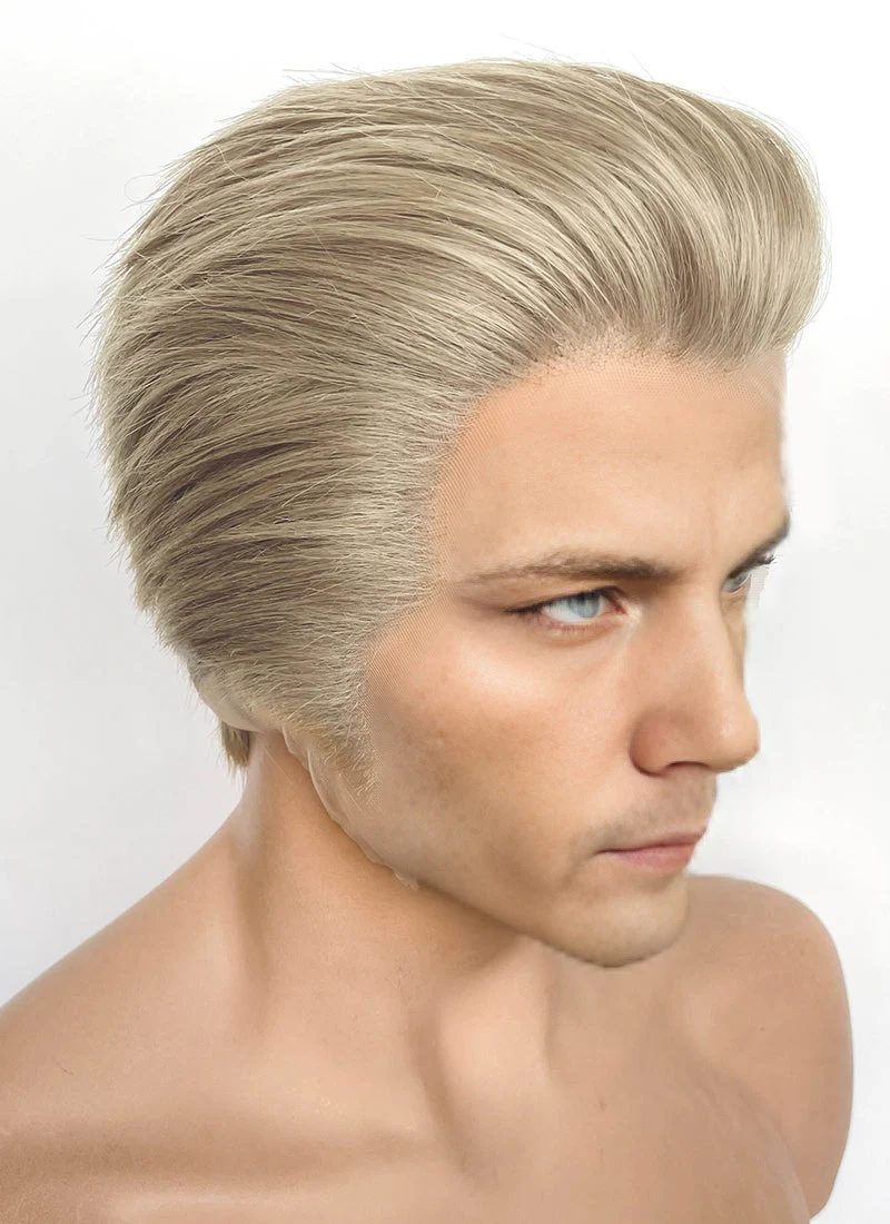 Resident Evil Albert Wesker Pastel Ash Blonde Straight Lace Front Synthetic Men's Wig LF8035 - Image 4